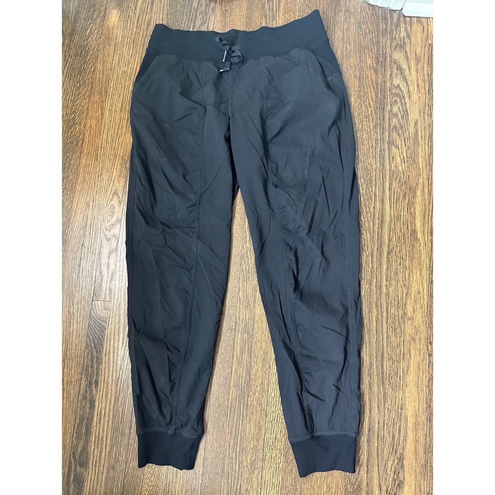 Lululemon Dance Studio Jogger 29 Black Pinstripe Size 10 Swift Fabric Pants